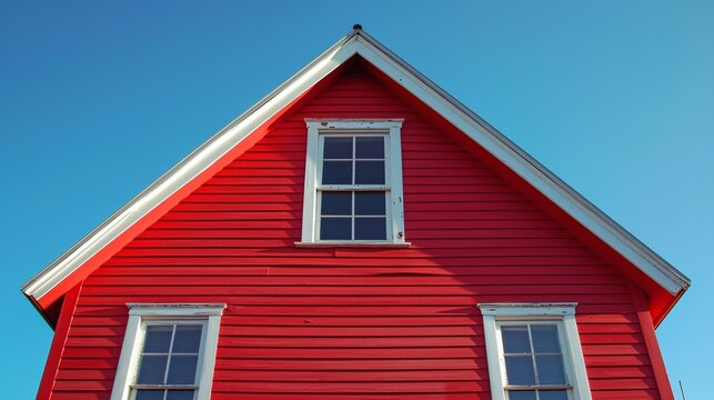 a red house with white trim