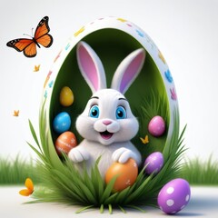 Easter bunny, easter eggs