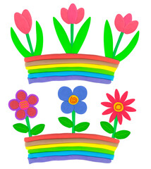 tulip flower on rainbow or lfbtq symbols shape on white