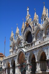 Basilica San Marco in Venice, Italy. Sunny weather in Italy.