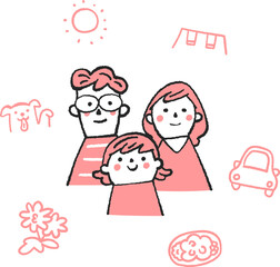 仲良し親子　イラスト素材
