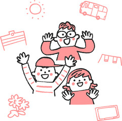 仲良しなお友達　イラスト素材
