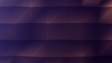 Royal purple abstract shimmering background of geometric elements, lines and dots glowing with gold...
