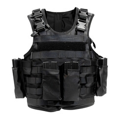 Bulletproof vest with magazine pouches isolated on transparent background - obrazy, fototapety, plakaty