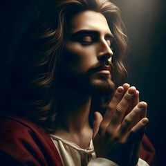 Jesus praying portrait
