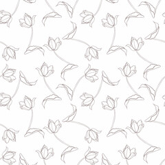 pattern of tulips drawn in vector, spring flower. Mother's Day card, print for fabric