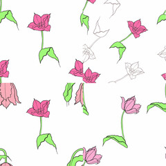 pattern of tulips drawn in vector, spring flower. Mother's Day card, print for fabric