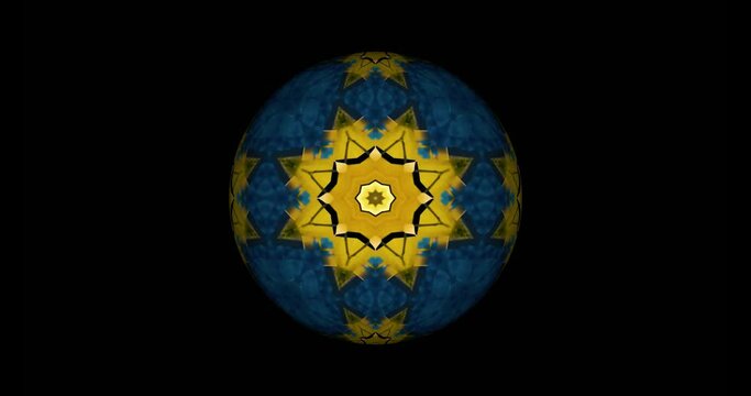 Globo terrestre rappresentato da una sfera tridimensionale con rotazioni e movimenti da effetto caleidoscopio