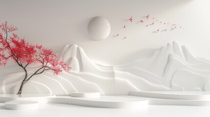 white background Decorated with exquisite Chinese style patterns. It adds elegance and cultural richness to the design.