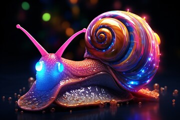 a colorful snail with lights