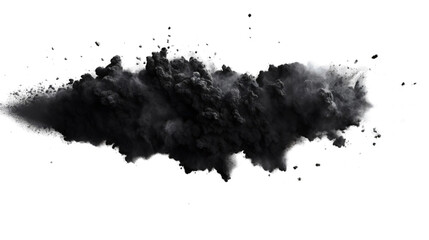 Top View of Charcoal Particles Realistic Portrait Isolated On Transparent Background Or PNG Background.