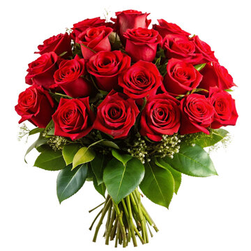 Bouquet of red roses isolated on Transparent background.