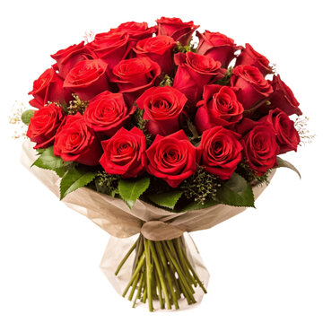 Bouquet of red roses isolated on Transparent background.