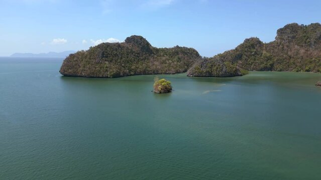 Island in bay malysia Langkawi. Breathtaking aerial top view flight ascending drone
4k footage