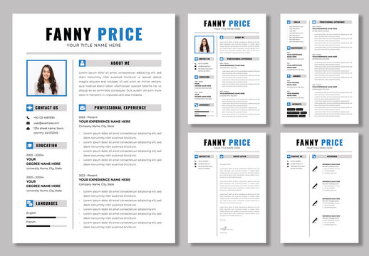 Resume And Cover Letter With Blue And Gray Accents