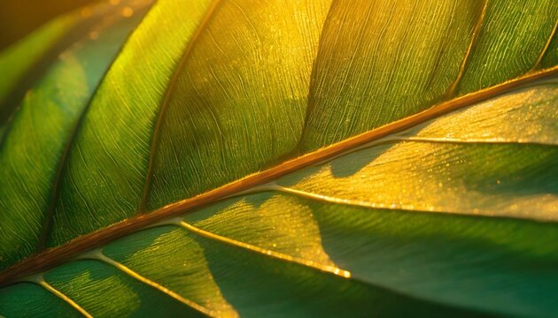 close up of leaf with sunlight background