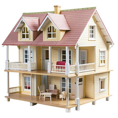 House of dolls with furniture isolated on Transparent background.