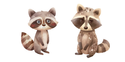 Fototapeta premium cute raccoon watercolour vector illustration