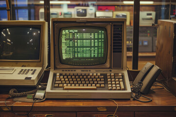 An old commodore 80 computer sits on a desk