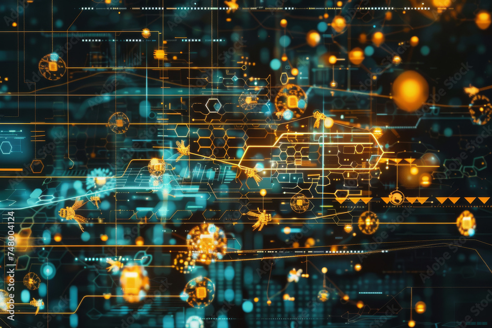 Poster a computer screen with a map of the world on it