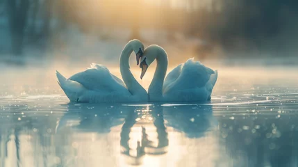Foto op Aluminium Swans in love © Gefer
