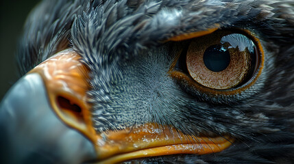 close up of an eye of an eagle,
An eagles sharp eye close-up  - obrazy, fototapety, plakaty