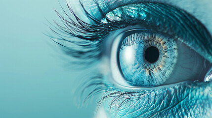 Teleophthalmology for eye care solid color background - obrazy, fototapety, plakaty