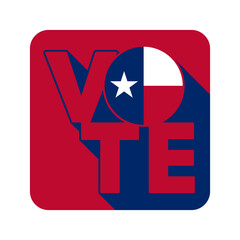 Fototapeta premium Vote sign, postcard, poster. Banner with Texas flag with long shadow. Vector illustration.