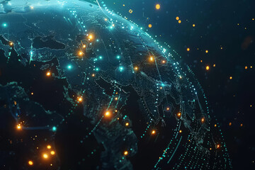 Obraz premium A globe with a lot of lights on it