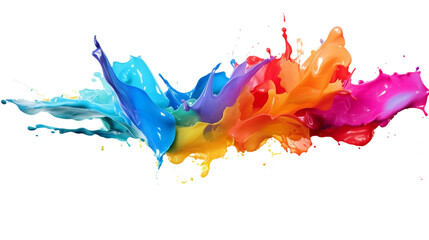 Colorful Paint Splash Isolated On PNG OR Transparent Background.
