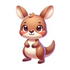 Adorable Cartoon Kangaroo Character Smiling