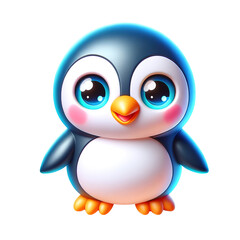 Cute Cartoon Penguin Character with Big Eyes