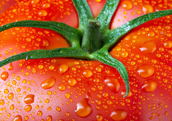 tomato with dew drops.