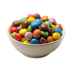 Bowl with tasty colorful candies isolated on Transparent background.