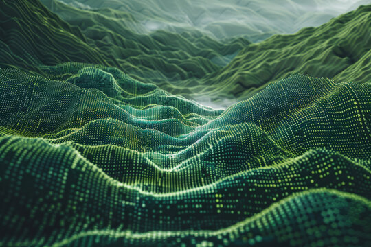 A computer generated image of a green landscape