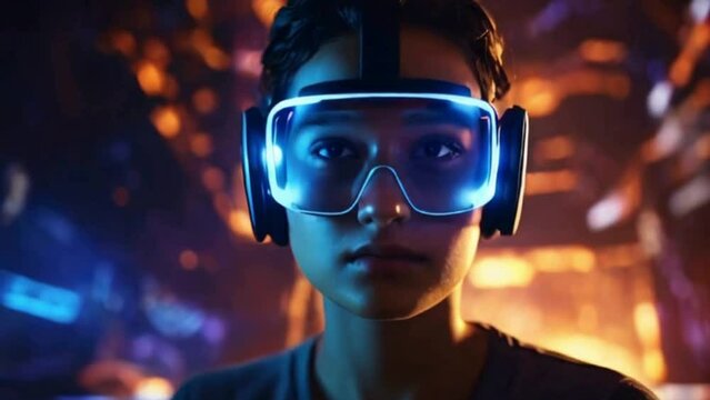 person in augmenter reality glasses, man wearing AR headset experiencing technology at its finest