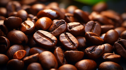 Brown roasted coffee beans is mix of arabica