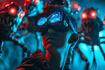 A man wearing a pair of virtual reality goggles