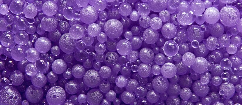 A plethora of vibrant purple bubbles creating a textured and bold background. The bubbles appear clustered and dense, filling the frame with their rich hue.
