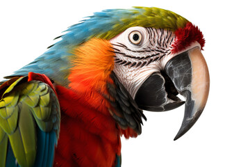 Obraz premium Parrot head close-up, transparent, isolated on white background