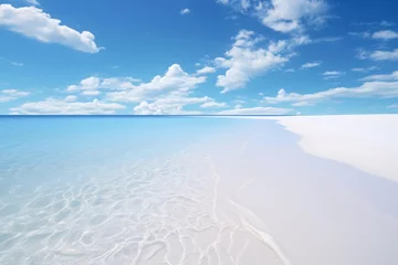 Crédence de cuisine en verre imprimé Descente vers la plage a white sand beach with blue water and clouds in the sky