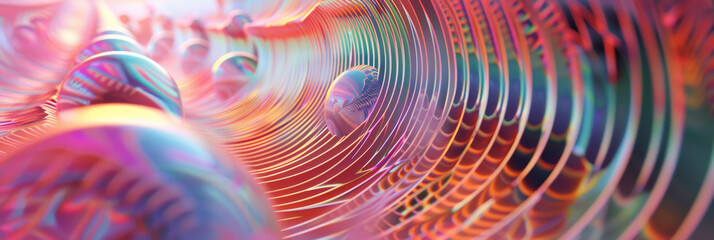 Intricate colorful tunnel in pastel shades - A 3D image showcases an endless tunnel with complex structure in pastel colors giving a feel of depth and infinity
