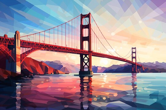 Golden Gate Bridge over water with mountains and hills behind it
