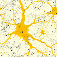 yellow neuronal network as a seamless Tile pattern, ai generated