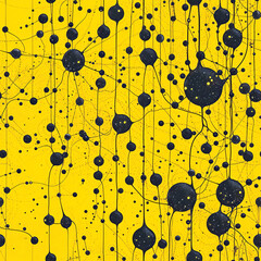 yellow neuronal network as a seamless Tile pattern, ai generated