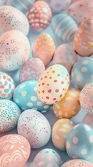Pastel colorful polka dot Easter eggs background