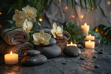Obraz na płótnie Canvas Thai massage spa object, wellness and relaxation concept. Aromatherapy body care