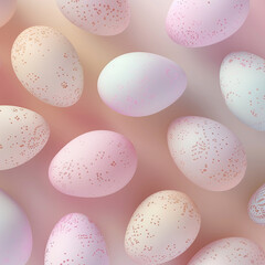 Pastel Easter eggs on pink background