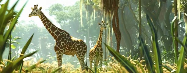 Fotobehang  Giraffes in the savannah. © Insight