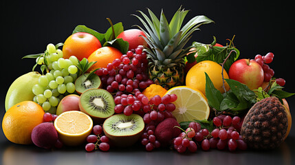 A vibrant arrangement of citrus fruits displayed against black background